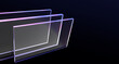 © marozhkastudio - 3d abstract neon light glass rectangle plates on dark black background. Iridescent transparent holographic gradient panels of acrylic, plastic or plexiglass, technology design render. 3D illustration