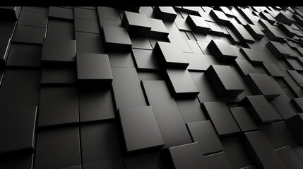Abstract 3D rendering of a geometric surface with beveled cubes. Dark gray cubes of different heights create a textured background.