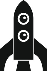 Wall Mural - Simple black icon of a rocket ship launching upward