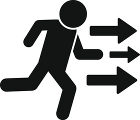 Canvas Print - Businessman is running to achieve his goal following three arrows