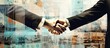 © Ilgun - A handshake between businessmen symbolizing help support and agreement in a modern collage with a trendy magazine style featuring copy space image