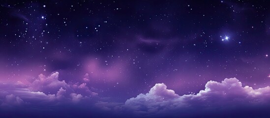 Wall Mural - Night sky with stars featuring a purple background copy space image