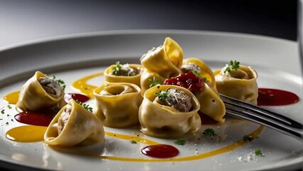 Wall Mural - Appetizing tortellini with meat, Italian food