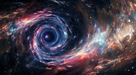 Wall Mural - a spiral galaxy with a black hole in the center. the galaxy is filled with stars and nebulae