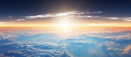 Wall Mural - a stunning sunrise view of earth from space with copy space image