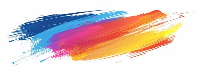 Wall Mural - a colorful brush stroke with a white background. the brush stroke is made up of a variety of colors,