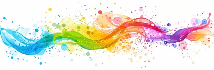 Wall Mural - a colorful line with splatters of paint. the line is rainbow colored and has a lot of different colo