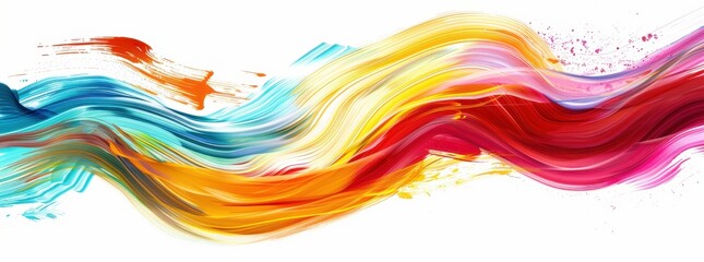 Wall Mural - a colorful wave with splatters of paint. the colors are bright and vibrant, creating a sense of ener