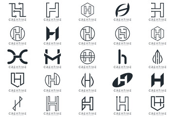 Wall Mural - Mega logo collection, Abstract letter H logo design. icons for business