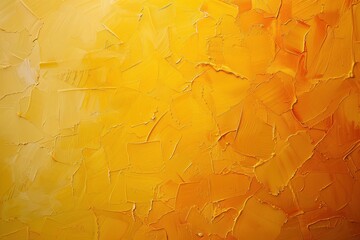 Wall Mural - A yellow wall with a textured surface. The wall has a yellowish-orange color and he is painted with a brush. The texture of the wall gives it a unique and interesting appearance