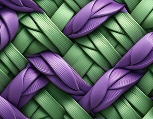 Wall Mural - 3D Wallpaper of decorative origami mosaic geometric knot of purple and green grass colors with high quality seamless realistic texture