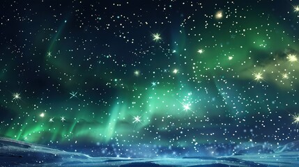 Wall Mural - a christmas night sky filled with sparkling stars and green auroras, creating a breathtaking backdro