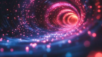 Sticker - A spiral tunnel with a red and blue glow. The tunnel is filled with bright, colorful lights that create a sense of wonder and excitement. The colors and patterns of the lights seem to be swirling