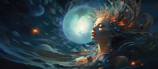 Wall Mural - Incorporating a cosmic element in the image with room for text. Copy space image. Place for adding text and design