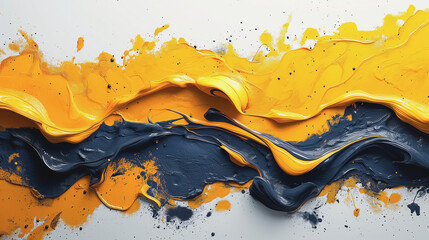 Sticker - A yellow and blue line with splatters of paint