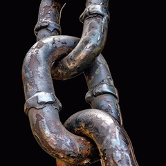 Old iron heavy chain links close up. AI generated