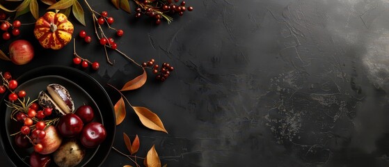 Wall Mural - Fall-themed dinner party with copy space