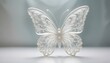 © Jane - Pretty transparent glass butterfly ornament on a plain backdrop banner poster header design
