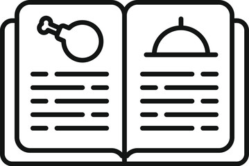 Poster - Open cookbook showing chicken leg and tray drawing representing recipe book for cooking delicious meals