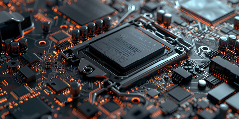 Processor technology wallpaper HD 8K wallpaper Stock Photographic Image Picture of a computer motherboard