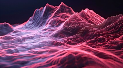 Wall Mural - this image shows light lines on a mountain, in the style of detailed imagery, aerial view, pseudo-infrared, global imagery, organic shapes and curved lines, data visualization