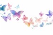 © Irina Schmidt - Light colored butterflies flying in a curved line on a white background, concept for card, with copy space for text