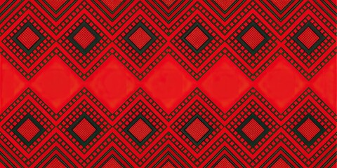 Wall Mural - Red and black geometric design with repeated dashed lines for added visual interest , red, black, geometric