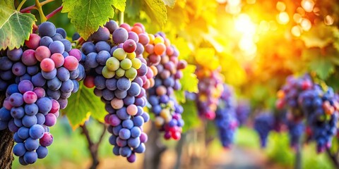 Wall Mural - Vibrant image of luscious wine grapes on the vine, perfect for a winery or vineyard concept, wine, grapes, vineyard, winery, fruit