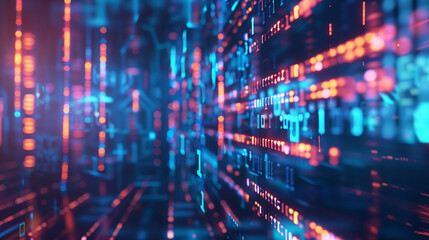 Abstract Digital Background with Binary Code and AI Algorithms in Motion, Depicting Advanced Technology and Data Processing Concepts