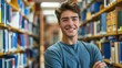 © ปฏิภาน ผดุงรัตน์ - Smiling young man student in college library