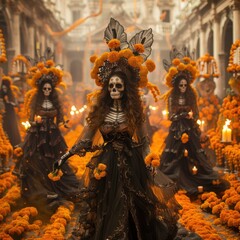 Elegance and Allure of Dia de los Muertos in Mexico City's Zócalo

