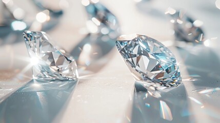 The luxury shiny diamonds are on a white background.