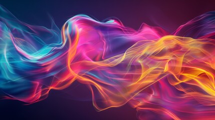 Wall Mural - Vibrant abstract waves with a colorful gradient of blue, purple, pink, orange, and yellow