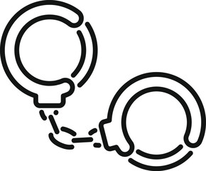 Poster - Black and white line art of a pair of handcuffs, symbolizing law enforcement and the capture of suspects