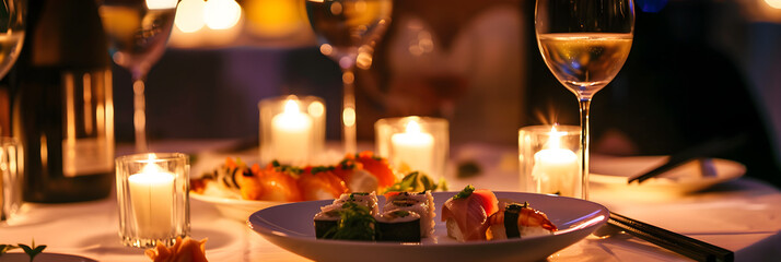 Elegant dining setup in asian fusion restaurant