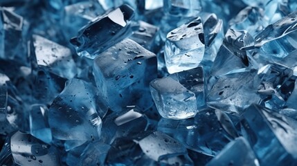 Ice cubes, crystals, pieces