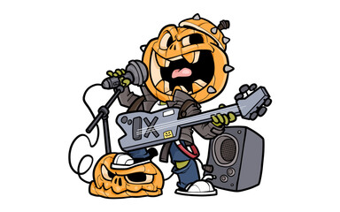 Wall Mural - Pumpkin Rockstar Character RG