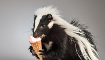 Wall Mural - Skunk Enjoying Ice Cream