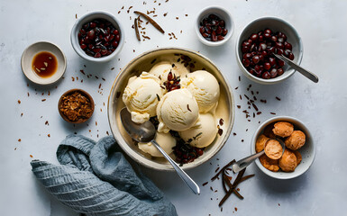 Wall Mural - Vanilla bean ice cream in a dish