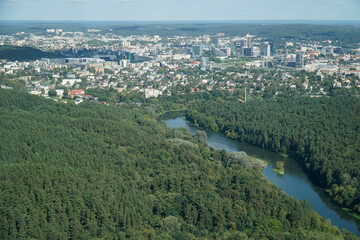 Wall Mural - Vilija River and residential buildings in Vilnius, Lithuania