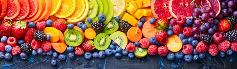 Wall Mural - Vibrant and Colorful Fruit Rainbow Display