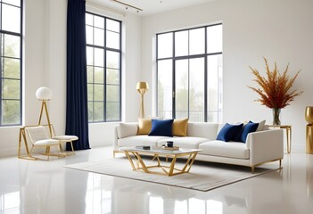 white and gold theme modern interior