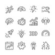 © Matsabe - Performance, icon set. Maximizing Productivity and Efficiency. Strength and Speed. Line with editable stroke