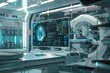 © Анатолий Сав - A futuristic medical laboratory with advanced AI-powered diagnostic tools, featuring a large screen displaying patient data. Generative AI