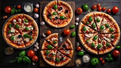 Canvas Print - Delicious pizza with cheese, traditional Italian food