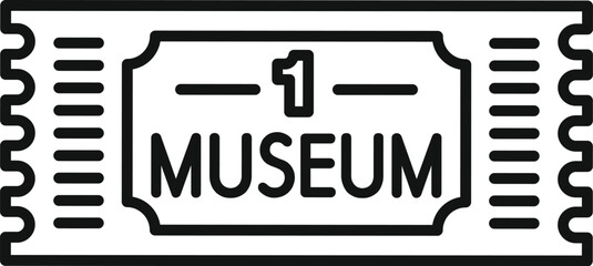 Sticker - Museum ticket entry admit one icon showing visit to cultural exhibition