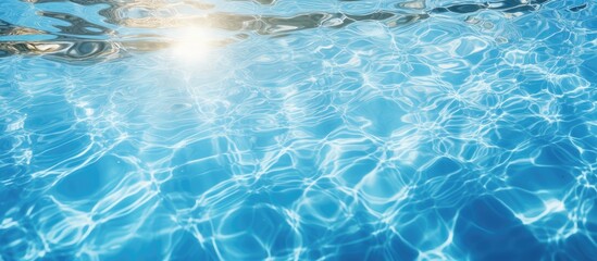 Canvas Print - Blue pool water with sun reflections. Creative banner. Copyspace image