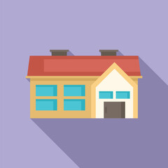 Poster - Private school building with chimney on the roof standing on purple background