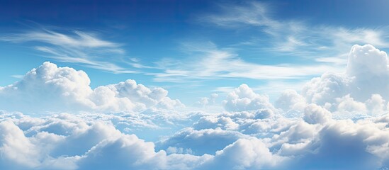 Poster - blue sky covered with cloudy clouds. Creative banner. Copyspace image