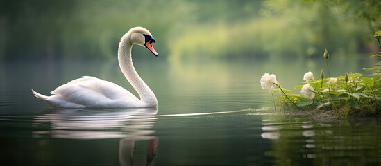 Canvas Print - Swan on the pond. Creative banner. Copyspace image